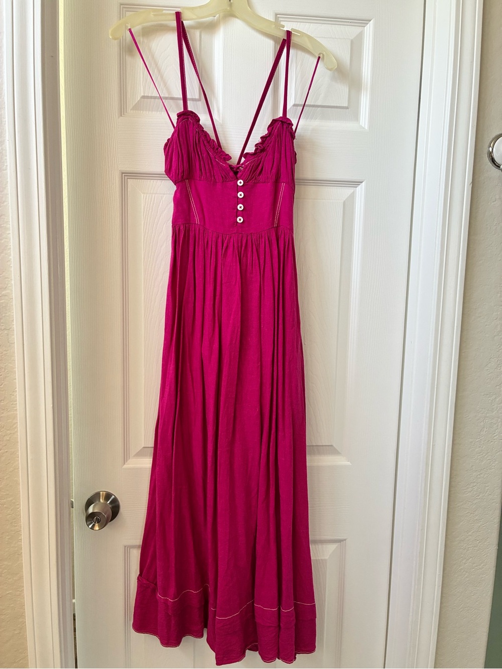 Urban Outfitters Hot Pink Ruffle Bodice Maxi Dress